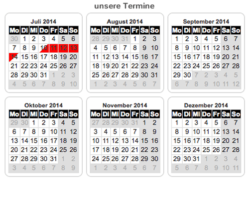 Kalender oder Belegungsplan