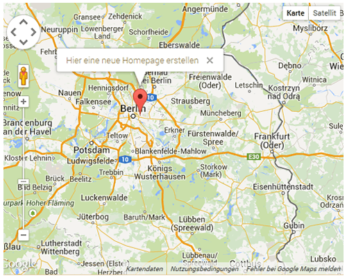 Karte auf der Homepage