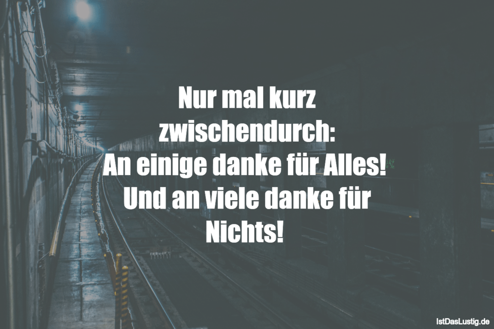 Lustiger BilderSpruch - Nur mal kurz zwischendurch: An einige danke für...