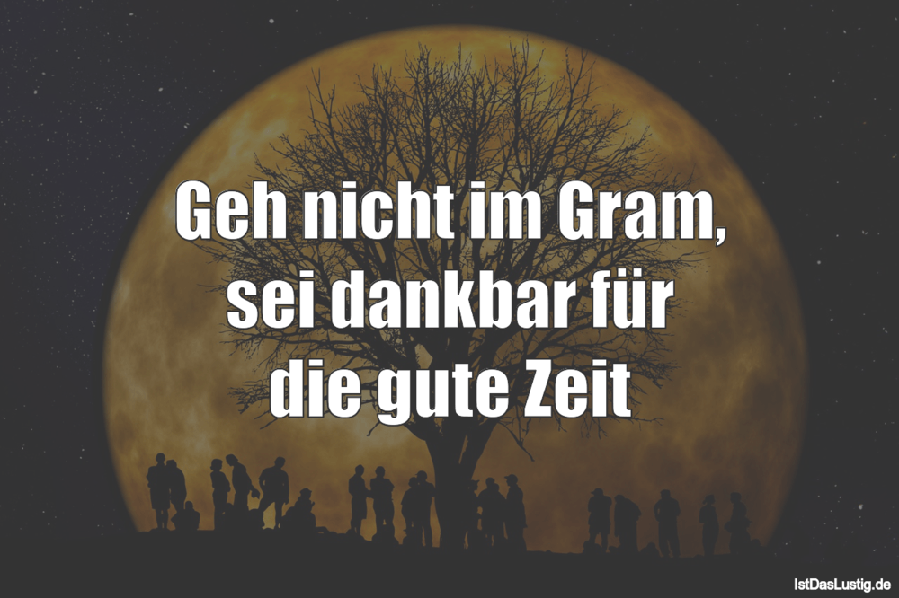 Lustiger BilderSpruch - Geh nicht im Gram, sei dankbar für die gute Zeit