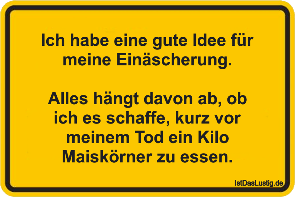 Lustiger BilderSpruch - Ich habe eine gute Idee für meine Einäscherung....