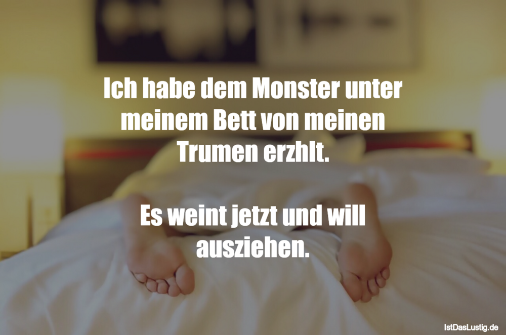 Lustiger BilderSpruch - Ich habe dem Monster unter meinem Bett von...