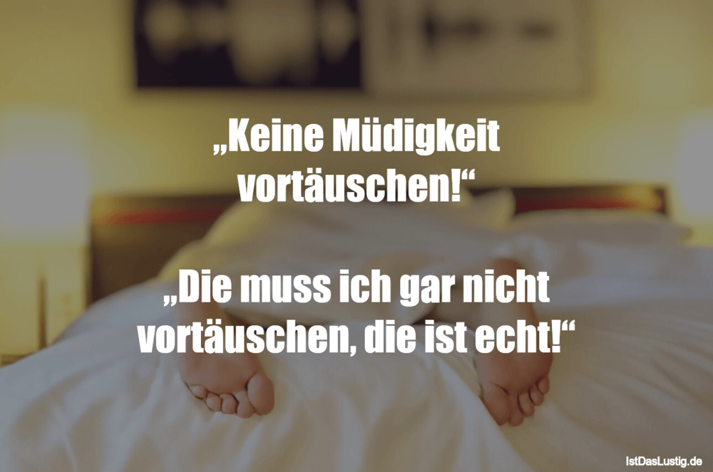 Lustiger BilderSpruch - „Keine Müdigkeit vortäuschen!“  „Die muss ich g...