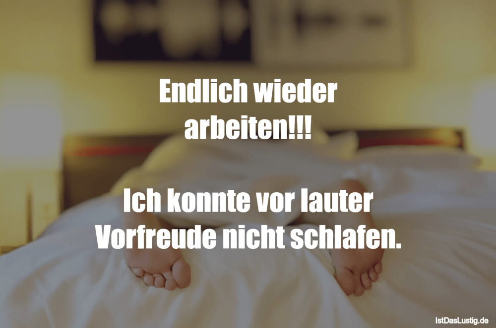 Lustiger BilderSpruch - Endlich wieder arbeiten!!!  Ich konnte vor...