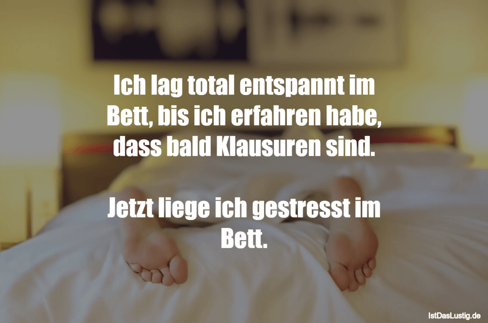 Lustiger BilderSpruch - Ich lag total entspannt im Bett, bis ich...