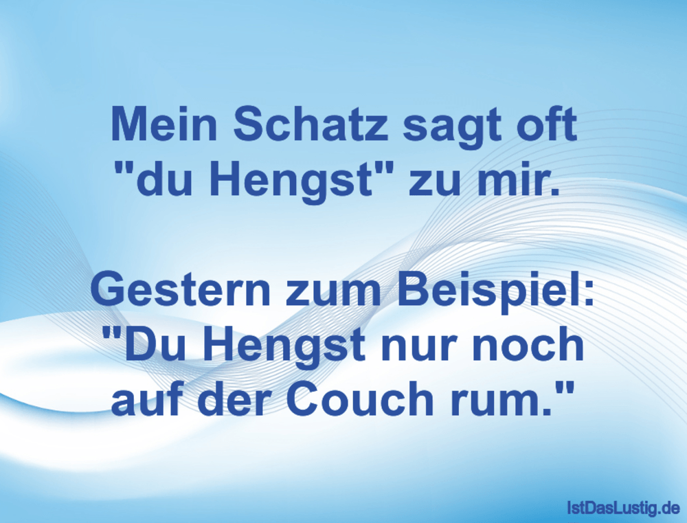 Lustiger BilderSpruch - Mein Schatz sagt oft "du Hengst" zu mir....