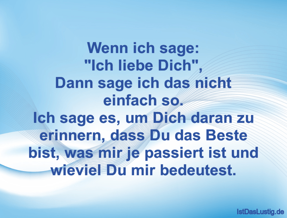 Lustiger BilderSpruch - Wenn ich sage: "Ich liebe Dich", Dann sage ich ...