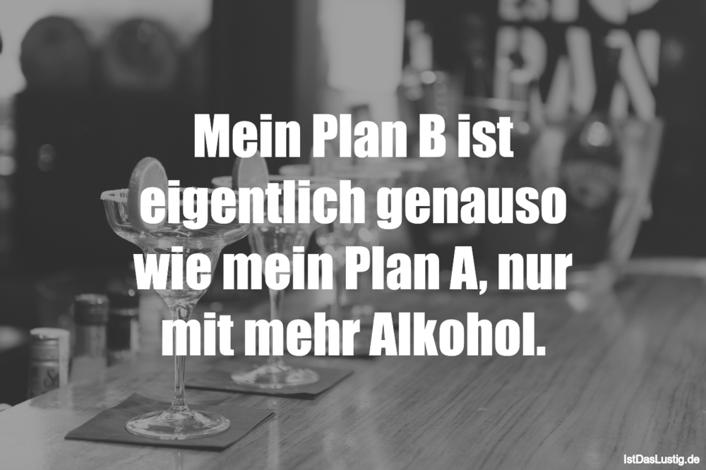 Lustiger BilderSpruch - Mein Plan B ist eigentlich genauso wie mein Pla...