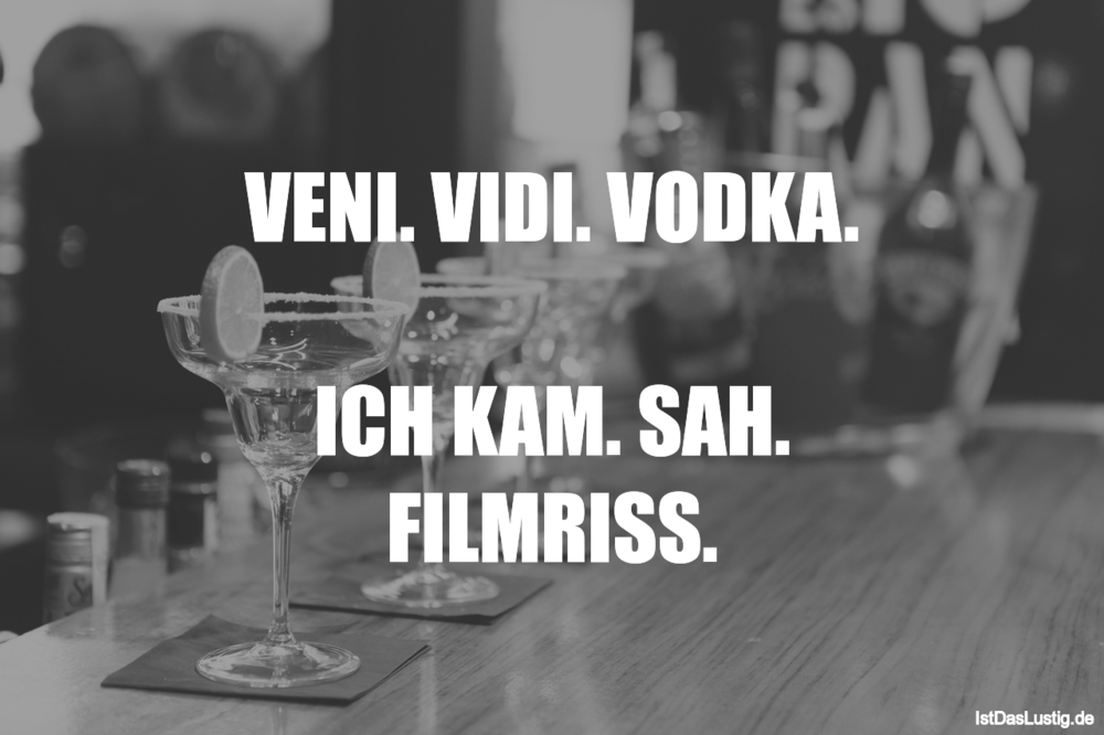 VENI. VIDI. VODKA. ICH KAM. SAH. FILMRISS. - IstDasLustig.de