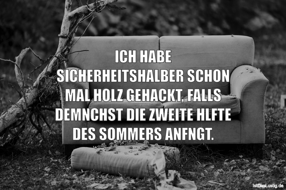 Lustiger BilderSpruch - ICH HABE SICHERHEITSHALBER SCHON MAL HOLZ...