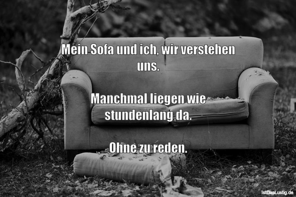 Lustiger BilderSpruch - Mein Sofa und ich, wir verstehen uns.  Manchmal...