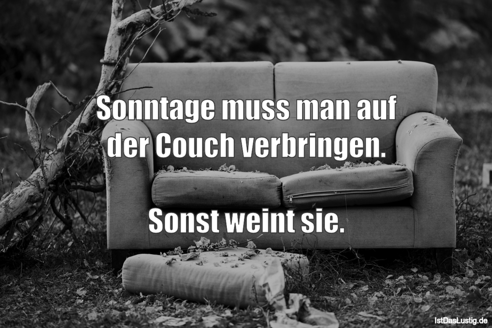 Lustiger BilderSpruch - Sonntage muss man auf der Couch verbringen.  So...