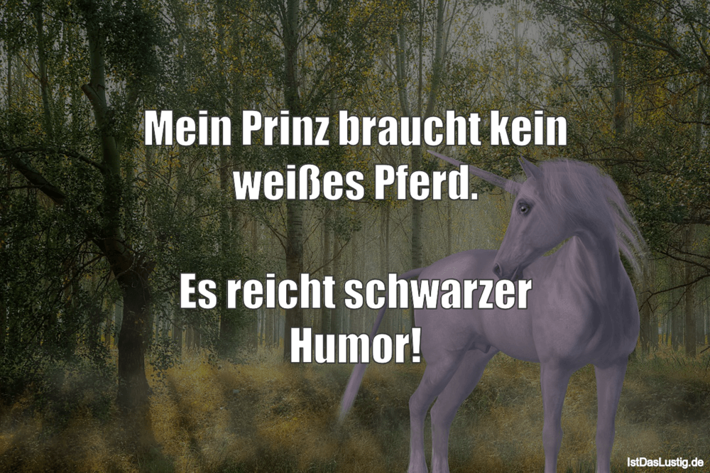 Lustiger BilderSpruch - Mein Prinz braucht kein weißes Pferd.  Es reich...