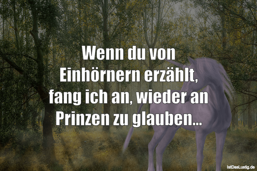 Lustiger BilderSpruch - Wenn du von Einhörnern erzählt, fang ich an, wi...