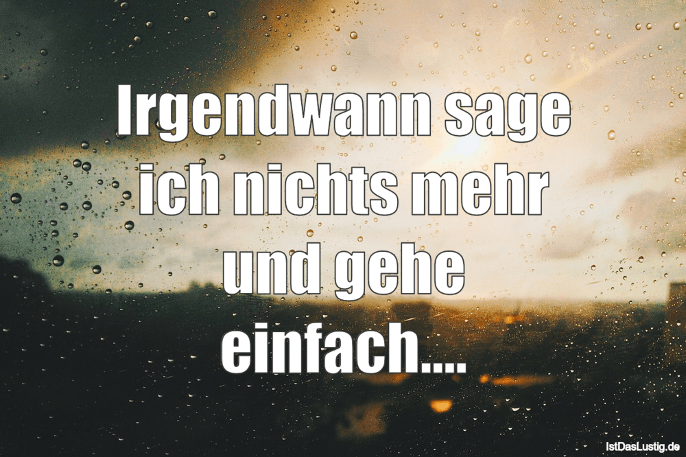 Lustiger BilderSpruch - Irgendwann sage ich nichts mehr und gehe einfac...