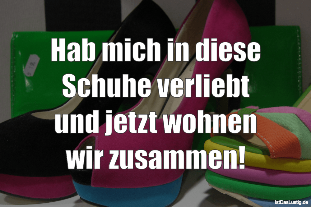 Lustiger BilderSpruch - Hab mich in diese Schuhe verliebt und jetzt...