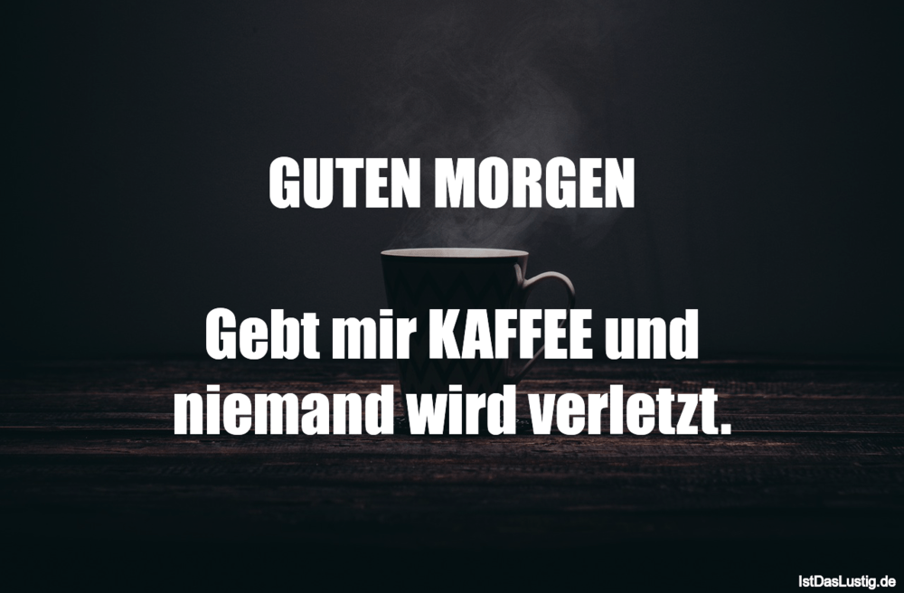 Lustiger BilderSpruch - GUTEN MORGEN  Gebt mir KAFFEE und niemand wird ...