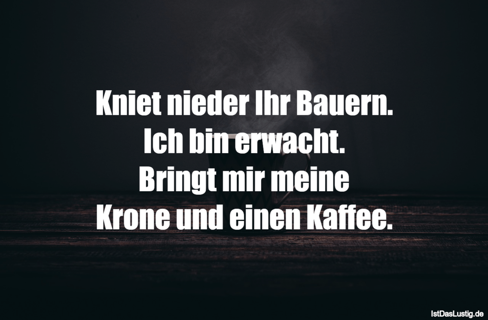 Lustiger BilderSpruch - Kniet nieder Ihr Bauern. Ich bin erwacht....