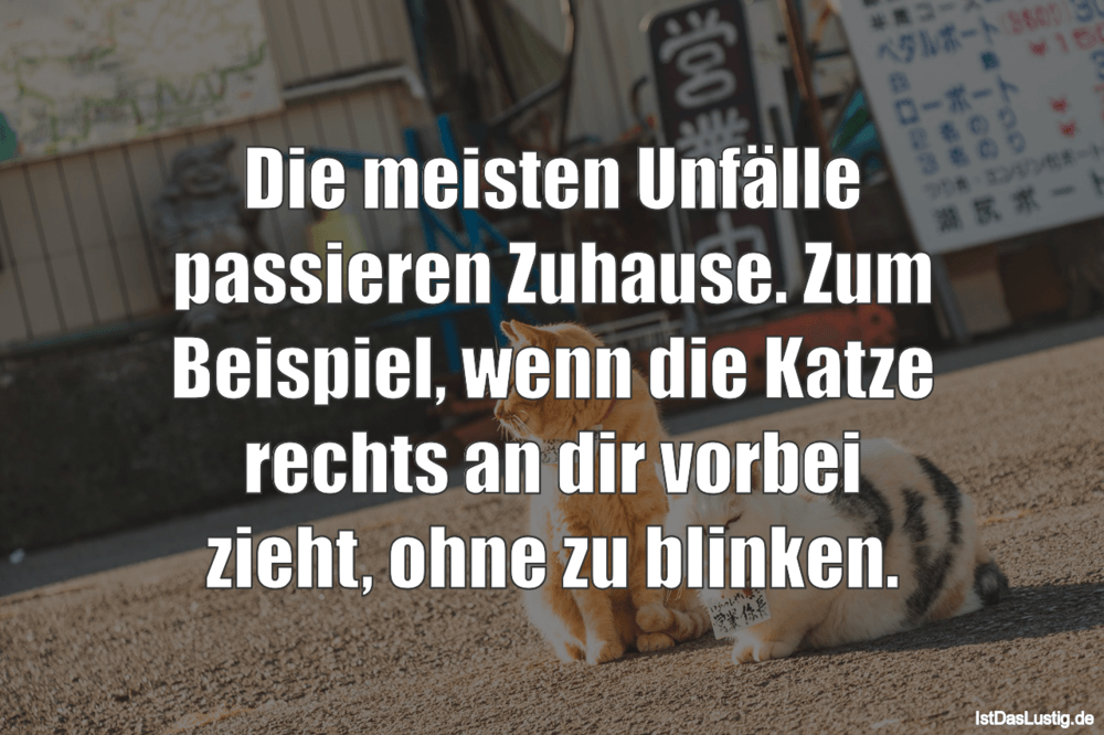 Lustiger BilderSpruch - Die meisten Unfälle passieren Zuhause. Zum Beis...