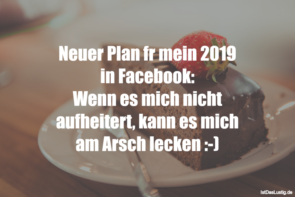 Lustiger BilderSpruch - Neuer Plan für mein 2019 in Facebook: Wenn es...
