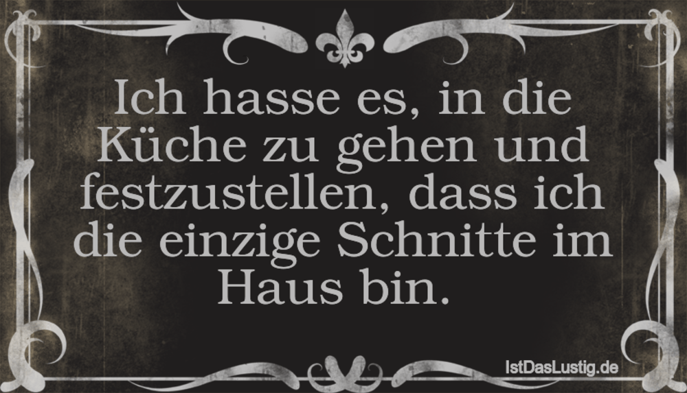 Lustiger BilderSpruch - Ich hasse es, in die Küche zu gehen und festzus...