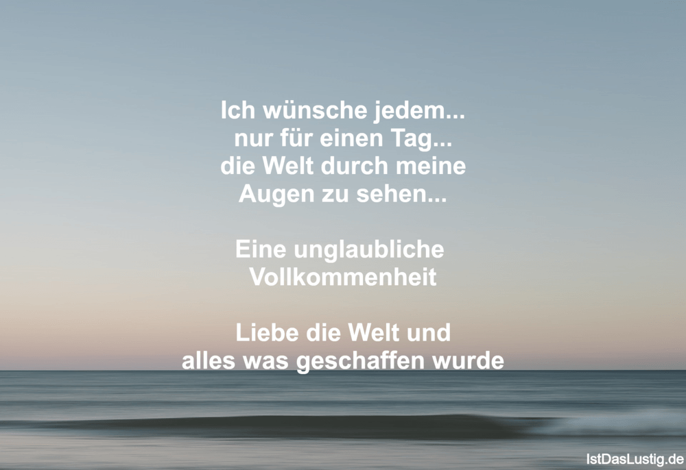 Lustiger BilderSpruch - Ich wünsche jedem... nur für einen Tag... die...