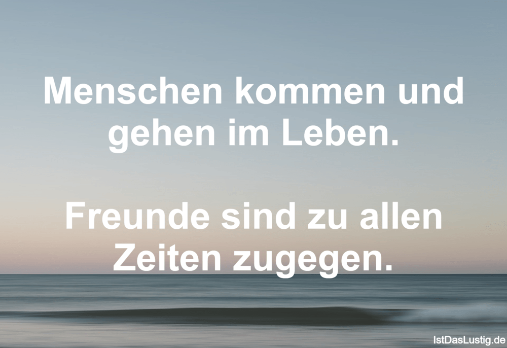 Lustiger BilderSpruch - Menschen kommen und gehen im Leben.  Freunde si...