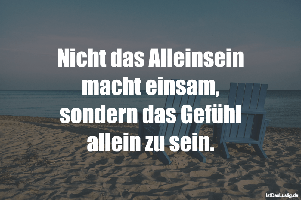 Lustiger BilderSpruch - Nicht das Alleinsein macht einsam, sondern das ...