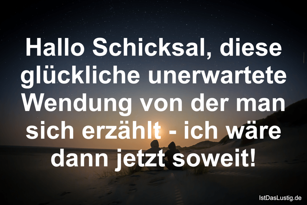 Hallo Schicksal Diese Gluckliche Unerwartete W