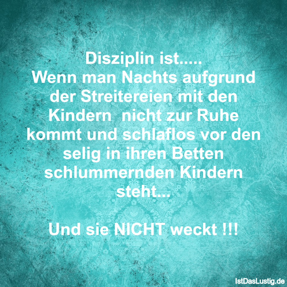 Lustiger BilderSpruch - Disziplin ist..... Wenn man Nachts aufgrund der...