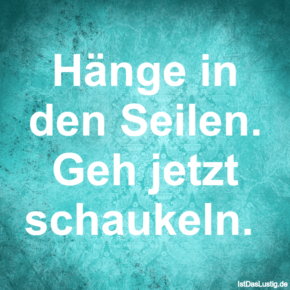 Lustiger BilderSpruch - Hänge in den Seilen. Geh jetzt schaukeln. 