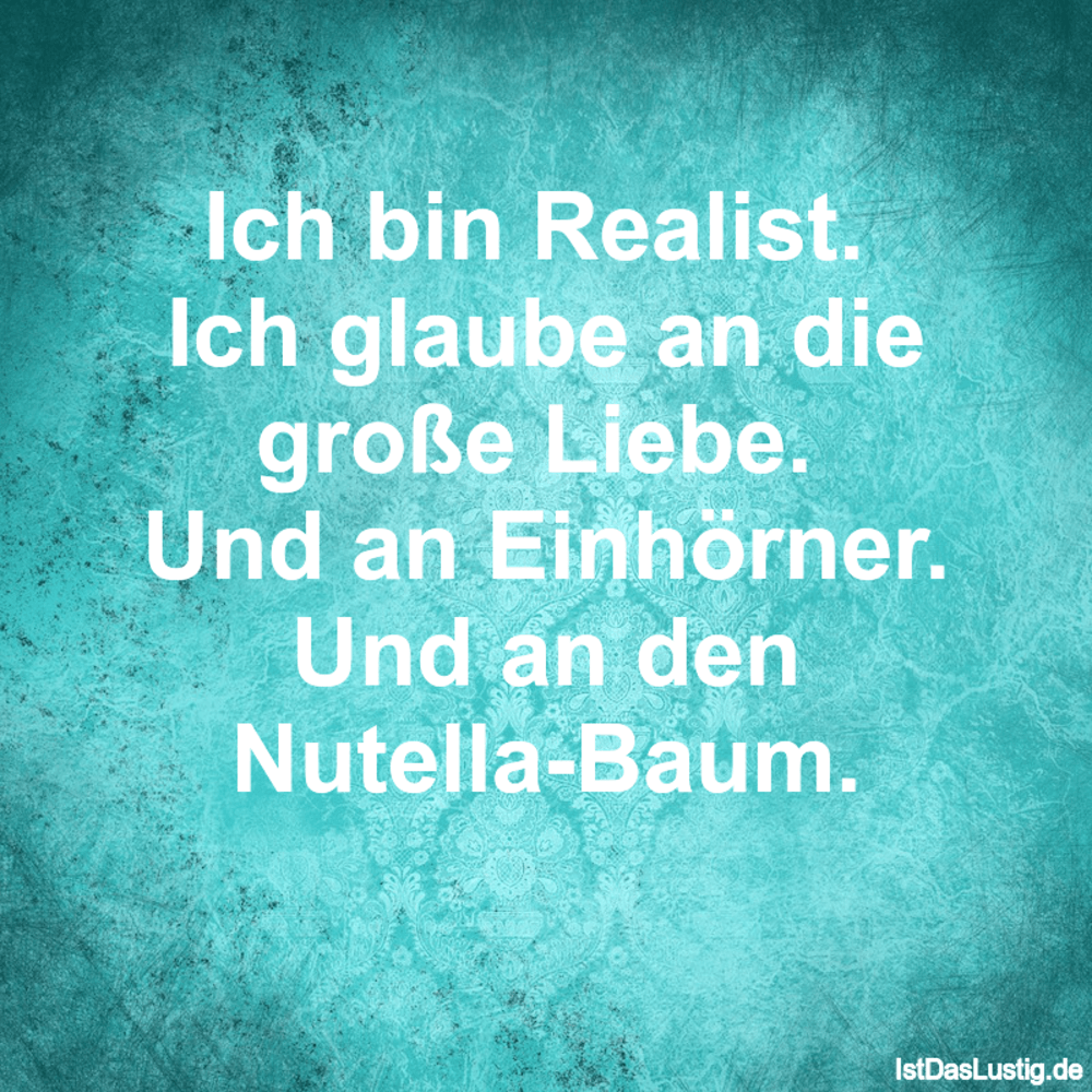 Lustiger BilderSpruch - Ich bin Realist.  Ich glaube an die große Liebe...