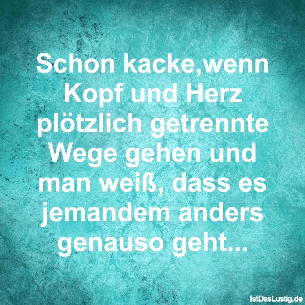 Lustiger BilderSpruch - Schon kacke,wenn Kopf und Herz plötzlich...