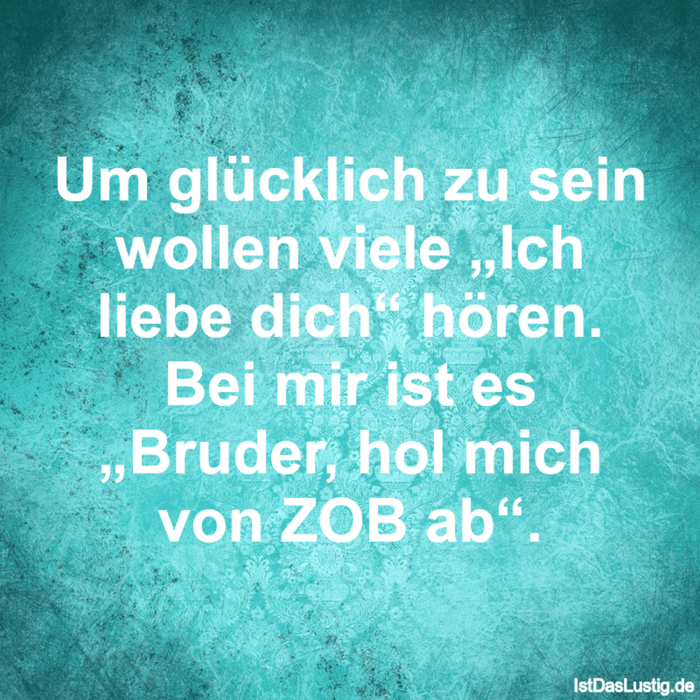 Lustiger BilderSpruch - Um glücklich zu sein wollen viele „Ich liebe di...