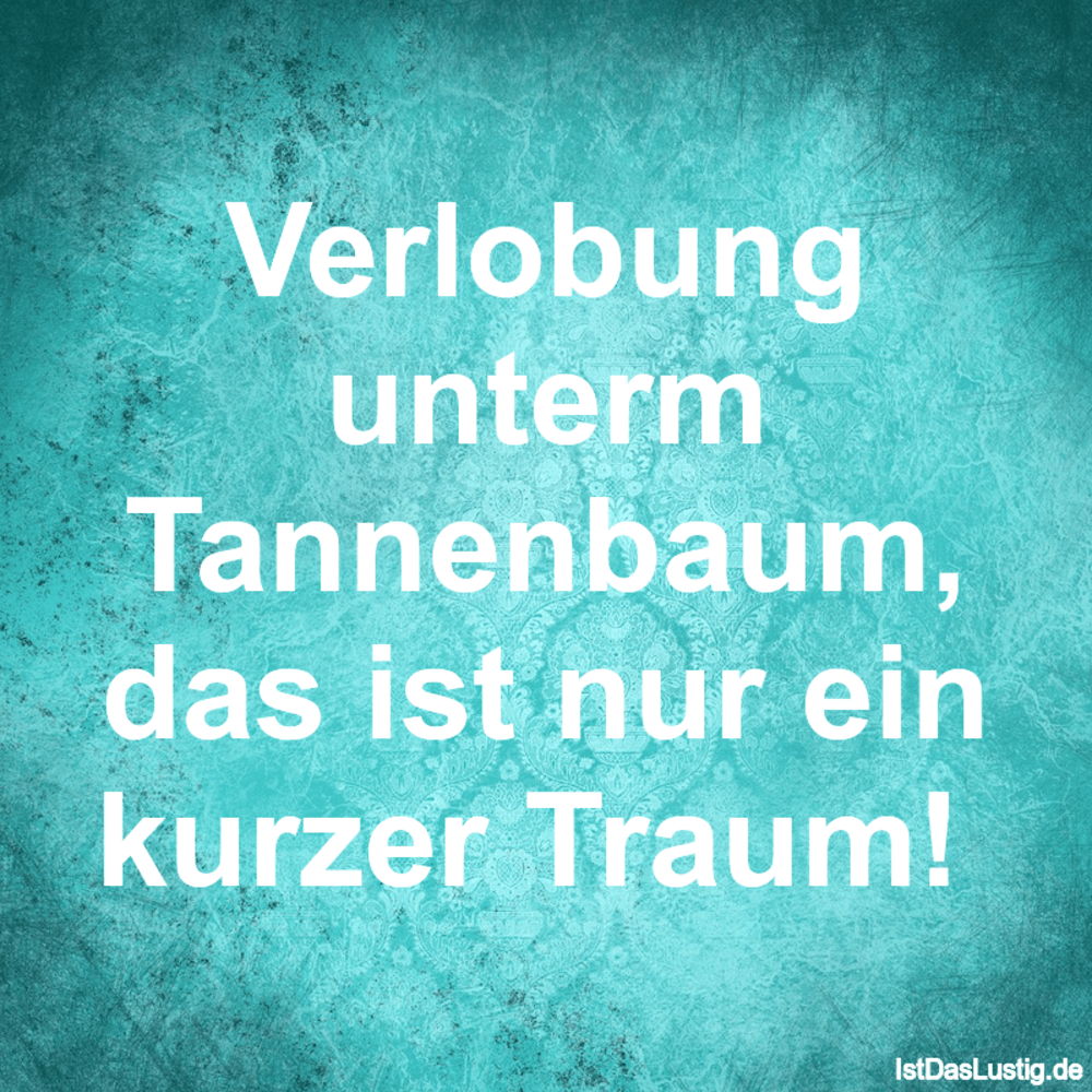 Lustiger BilderSpruch - Verlobung unterm Tannenbaum, das ist nur ein ku...