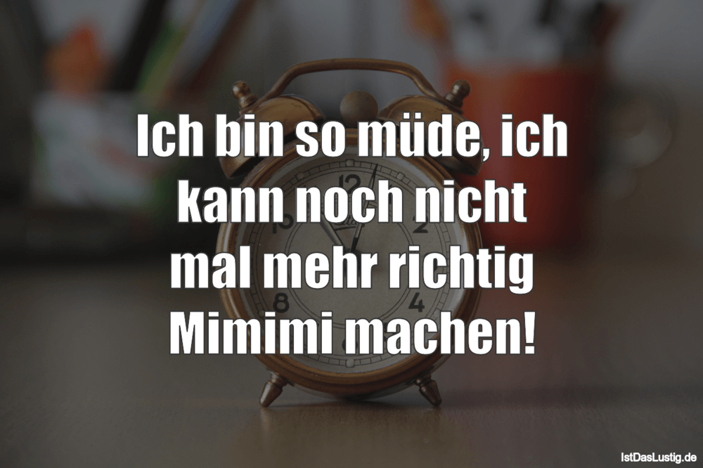 Lustiger BilderSpruch - Ich bin so müde, ich kann noch nicht mal mehr...