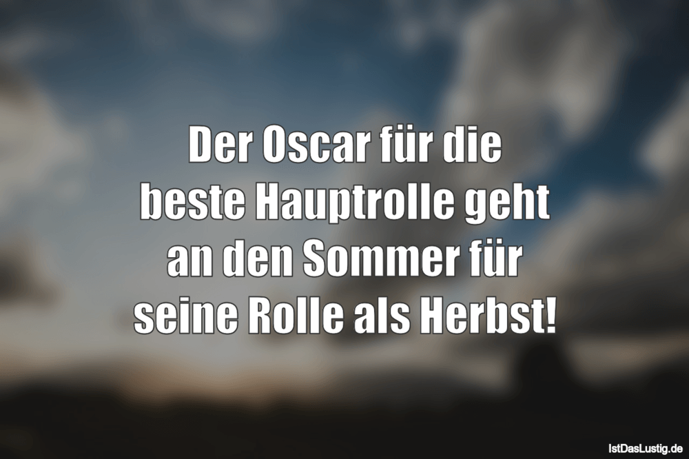 Lustiger BilderSpruch - Der Oscar für die beste Hauptrolle geht an den...